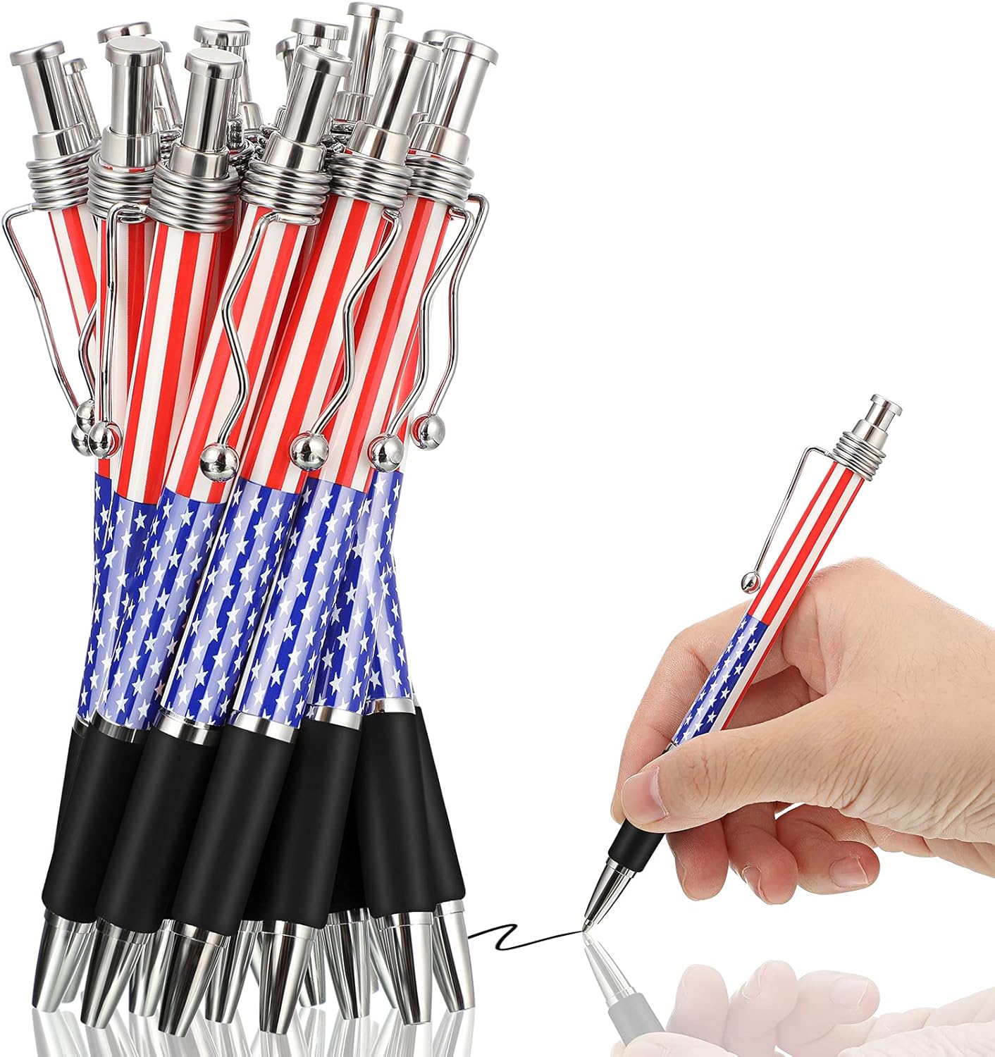 thumbnail image 2 of 64 Pcs American Ballpoint Pen USA Patriotic Themed 1.0 Mm Black Ink Flag 2 of 12